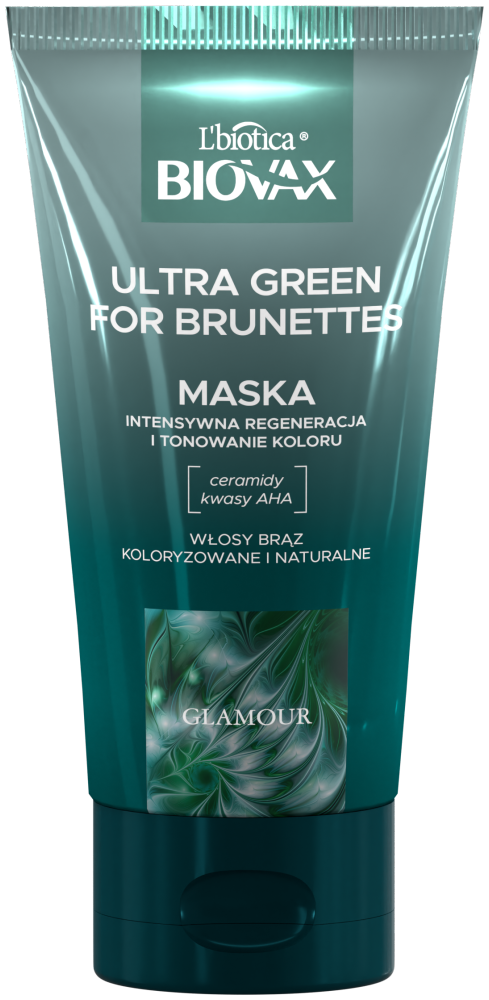 L'BIOTICA BIOVAX Glamour Ultra Green for Brunettes -μάσκα μαλλιών για μελαχρινές 150 ml