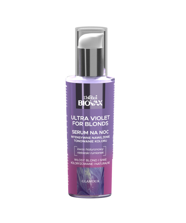 BIOVAX Ultra Violet Εντατικός ενυδατικός τονωτικός ορός νύχτας για ξανθά και γκρίζα μαλλιά 100 ml