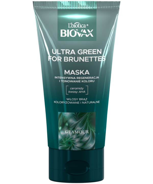 L'BIOTICA BIOVAX Glamour Ultra Green for Brunettes -μάσκα μαλλιών για μελαχρινές 150 ml